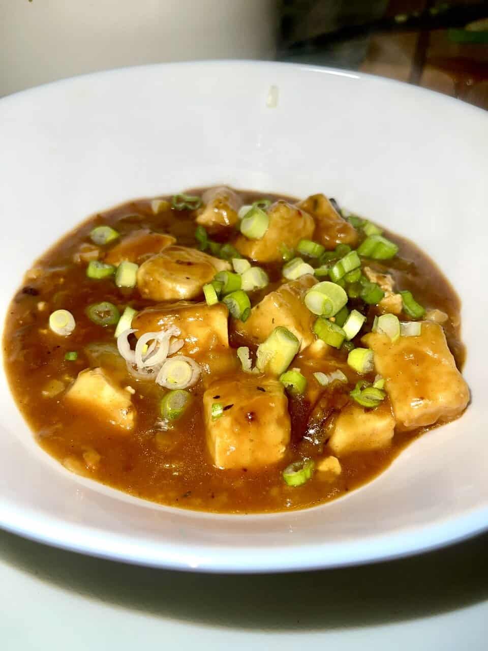 Savory tofu stir-fry with green onions and savory sauce, healthy and flavorful Asian dish, Make Pure Thy Heart recipe.