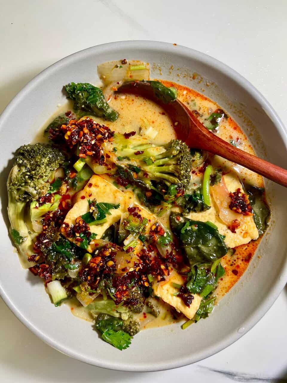 Creamy Vegan Cheesy Miso Tofu &amp; Vegetables Recipe-image
