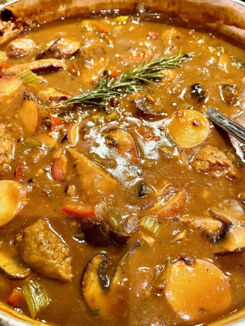 Hearty homemade vegetable beef stew with tender meat and fresh herbs. Perfect comfort food for cozy nights.